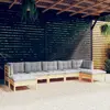 Image de vidaXL Salon de jardin 7 pcs avec coussins gris bois de pin