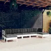 Image de vidaXL Salon de jardin 7 pcs avec coussins blanc bois de pin