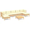 Image de vidaXL Salon de jardin 8 pcs avec coussins crème Bois de pin