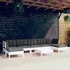 Image de vidaXL Salon de jardin 8 pcs avec coussins blanc bois de pin