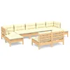 Image de vidaXL Salon de jardin 9 pcs avec coussins crème bois de pin