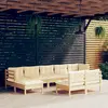 Image de vidaXL Salon de jardin 9 pcs avec coussins crème bois de pin