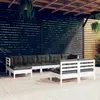Image de vidaXL Salon de jardin 9 pcs avec coussins blanc bois de pin