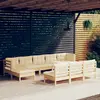 Image de vidaXL Salon de jardin 10 pcs avec coussins crème Bois de pin