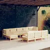 Image de vidaXL Salon de jardin 11 pcs avec coussins crème bois de pin