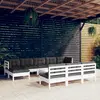 Image de vidaXL Salon de jardin 11 pcs avec coussins blanc bois de pin