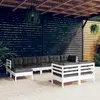 Image de vidaXL Salon de jardin 9 pcs avec coussins blanc bois de pin massif