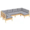 Image de vidaXL Salon de jardin 6 pcs avec coussins gris bois de pin massif
