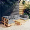 Image de vidaXL Salon de jardin 7 pcs avec coussins gris bois de pin massif