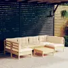 Image de vidaXL Salon de jardin 7 pcs avec coussins crème bois de pin massif