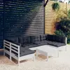 Image de vidaXL Salon de jardin 7 pcs avec coussins blanc bois de pin massif