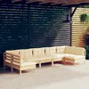 Image de vidaXL Salon de jardin 7 pcs avec coussins crème bois de pin massif