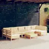 Image de vidaXL Salon de jardin 8 pcs avec coussins crème Bois de pin massif