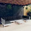 Image de vidaXL Salon de jardin 8 pcs avec coussins blanc bois de pin massif