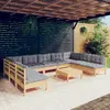 Image de vidaXL Salon de jardin 10 pcs avec coussins gris bois de pin massif