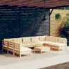 Image de vidaXL Salon de jardin 10 pcs avec coussins crème bois de pin massif