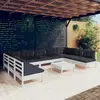 Image de vidaXL Salon de jardin 10 pcs avec coussins blanc bois de pin massif