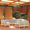 Image de vidaXL Salon de jardin 9 pcs avec coussins gris bois de pin massif