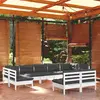Image de vidaXL Salon de jardin 9 pcs avec coussins blanc bois de pin massif