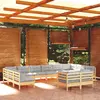 Image de vidaXL Salon de jardin 11 pcs avec coussins gris Bois de pin solide