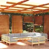 Image de vidaXL Salon de jardin 12 pcs avec coussins gris Bois de pin massif