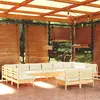 Image de vidaXL Salon de jardin 12 pcs avec coussins crème Bois de pin massif