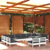 Image de vidaXL Salon de jardin 13 pcs avec coussins blanc bois de pin solide