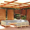 Image de vidaXL Salon de jardin 13 pcs avec coussins gris Bois de pin solide