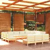 Image de vidaXL Salon de jardin 13 pcs avec coussins crème Bois de pin solide