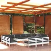 Image de vidaXL Salon de jardin 13 pcs avec coussins blanc bois de pin solide