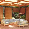 Image de vidaXL Salon de jardin 9 pcs avec coussins gris bois de pin massif