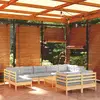 Image de vidaXL Salon de jardin 10 pcs avec coussins gris bois de pin massif