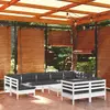 Image de vidaXL Salon de jardin 10 pcs avec coussins blanc bois de pin massif