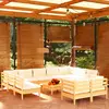 Image de vidaXL Salon de jardin 12 pcs avec coussins crème Bois de pin massif