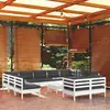 Image de vidaXL Salon de jardin 12 pcs avec coussins blanc bois de pin solide