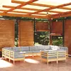 Image de vidaXL Salon de jardin 12 pcs avec coussins gris Bois de pin massif