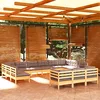 Image de vidaXL Salon de jardin 13 pcs avec coussins gris bois de pin