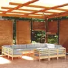 Image de vidaXL Salon de jardin 13 pcs avec coussins gris bois de pin
