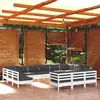 Image de vidaXL Salon de jardin 13 pcs avec coussins blanc bois de pin
