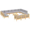 Image de vidaXL Salon de jardin 14 pcs avec coussins gris Bois de pin
