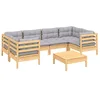 Image de vidaXL Salon de jardin 7 pcs avec coussins gris bois de pin