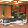 Image de vidaXL Salon de jardin 7 pcs avec coussins blanc bois de pin