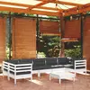 Image de vidaXL Salon de jardin 8 pcs avec coussins blanc bois de pin