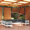 Image de vidaXL Salon de jardin 9 pcs avec coussins blanc bois de pin
