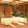 Image de vidaXL Salon de jardin 10 pcs avec coussins crème Bois de pin