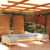 Image de vidaXL Salon de jardin 10 pcs avec coussins gris Bois de pin