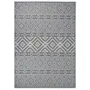 Image de vidaXL Tapis à tissage plat d'extérieur 140x200 cm Rayures bleues