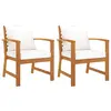 Image de vidaXL Chaises de jardin lot de 2 et coussins crème bois massif acacia