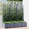 Image de vidaXL Jardinière avec treillis bleu gris 120x40x121,5 cm PP