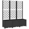Image de vidaXL Jardinière avec treillis Noir 120x40x136 cm PP